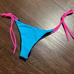 Demon Bikini Handmade XS Blue Black Hot Pink Reversible Cheeky Bottom Swim
